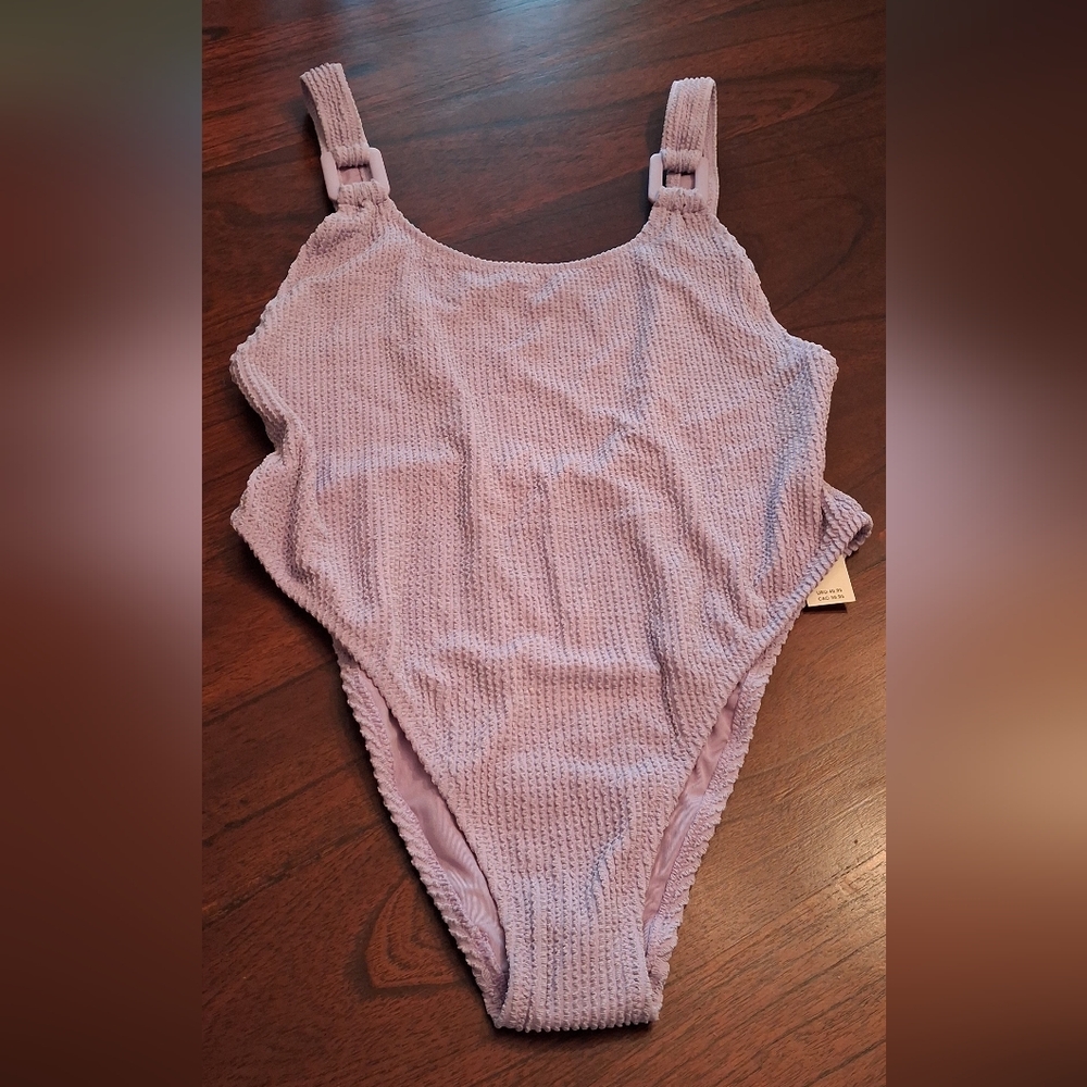 BNWT Aerie Ribbed Lavender Cheekiest One Piece Swimsuit UPF 50